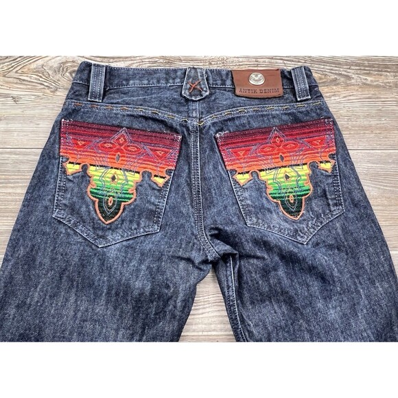Antik Denim Jeans Men's 29 Straight Leg Colorful Embroidered Pockets Vtg Y2K - Picture 1 of 16